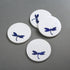 White Marble Coasters with Lapis Lazuli Inlay (Set of 4)